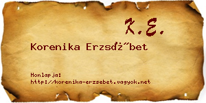 Korenika Erzsébet névjegykártya